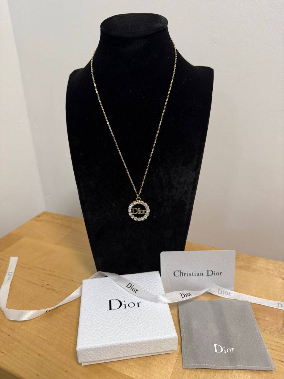Christian Dior Rhinestone Logo Necklace Womens UK Reps AAA Quality