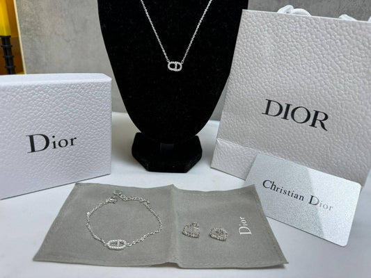 Christian Dior Clair D Lune Necklace & Earrings & Bracelet Set Womens UK Reps AAA Quality