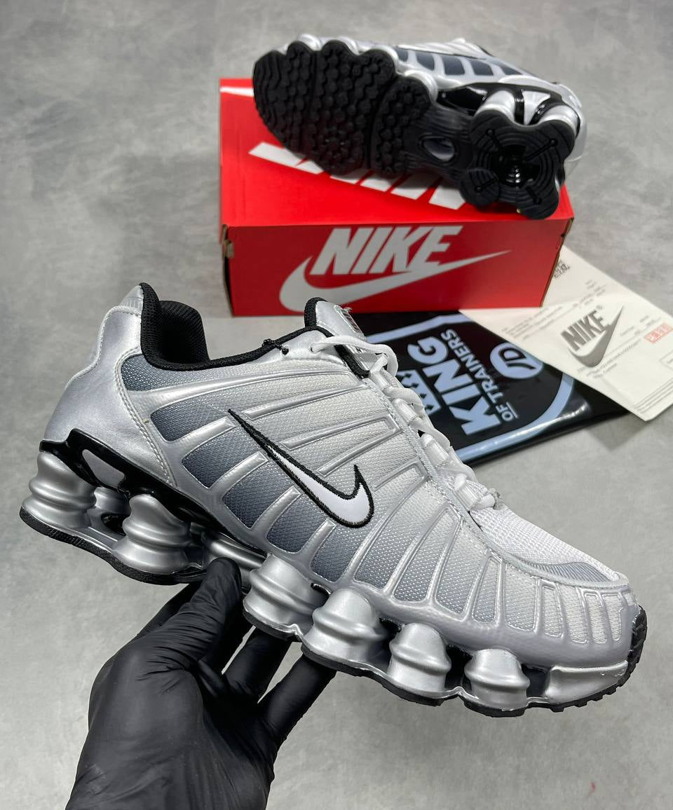 Nike Shox TL Print Metallic Silver / Summit White Mens Trainers Best Sale UK Reps AAA Quality