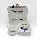 Pandora Blue Evil Eye Charm Bracelet & Earrings Set Womens UK Reps AAA Quality