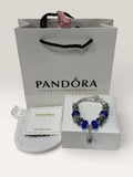 Pandora Blue Faceted Crystal & Regal Crown Bracelet Womens UK Reps AAA Quality