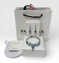 Pandora Teal Hot Air Balloon Bracelet & Earrings Set Womens UK Reps AAA Quality