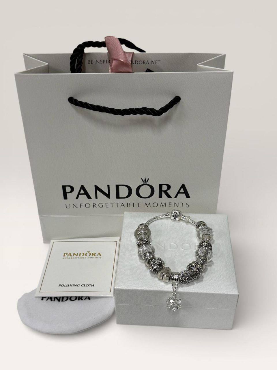 Pandora Sparkling Pavé & White Flower Bracelet Womens UK Reps AAA Quality