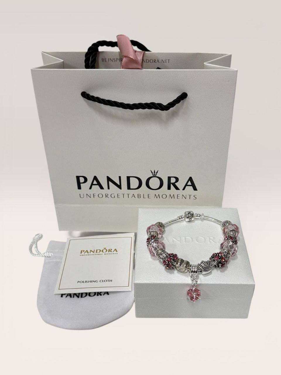 Pandora Pink Heart & Sparkling Pavé Bracelet Womens UK Reps AAA Quality