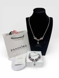 Pandora Purple & Silver Necklace & Bracelet Set Womens UK Reps AAA Quality