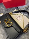 Valentino Garavani Logo Small Shoulder Bag in Black Color UK Reps AAA Quality