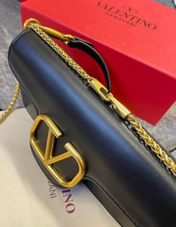 Valentino Garavani Logo Small Shoulder Bag in Black Color UK Reps AAA Quality