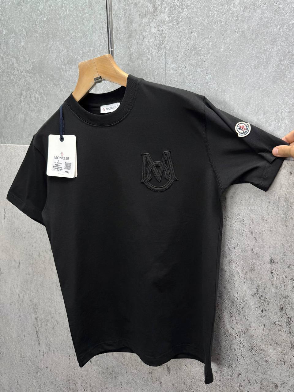 Moncler Black Logo-Patch T-Shirts Mens in Black Color Best Sale UK Reps AAA Quality