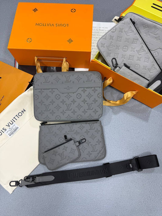 Louis Vuitton LV Monogram Shadow Trio Messenger Bag For Men in 2 Colors UK Reps AAA Quality