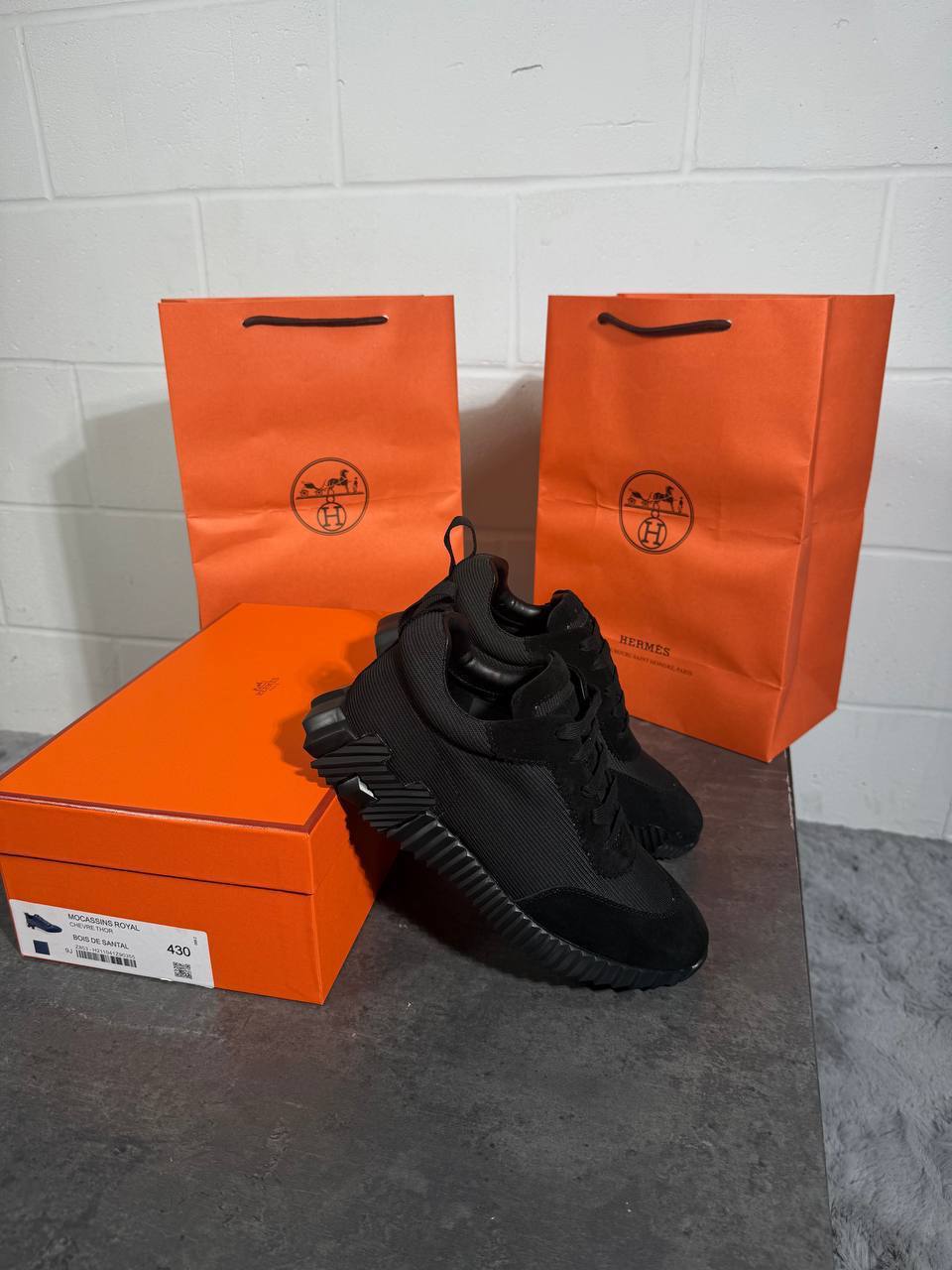 Hermes Full Black Bouncing Sports Sneakers Men's Best Sale UK Reps AAA Quality