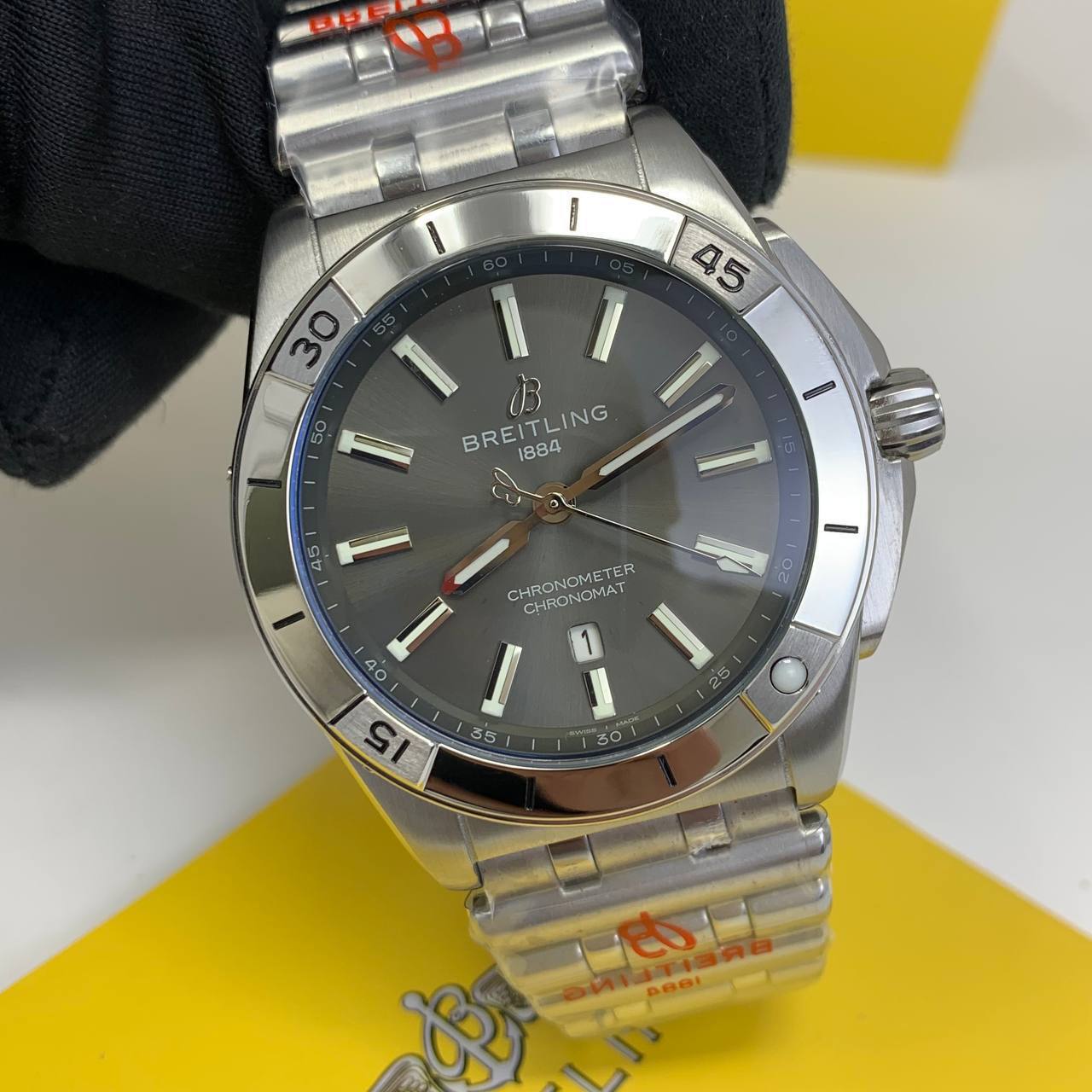 Breitling Chronomat GMT 40mm Grey Dial Silver Bracelet Mens Watch Best Sale UK Reps AAA Quality