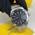 Breitling Chronomat GMT 40mm Navy Blue Dial Silver Bracelet Mens Watch Best Sale UK Reps AAA Quality