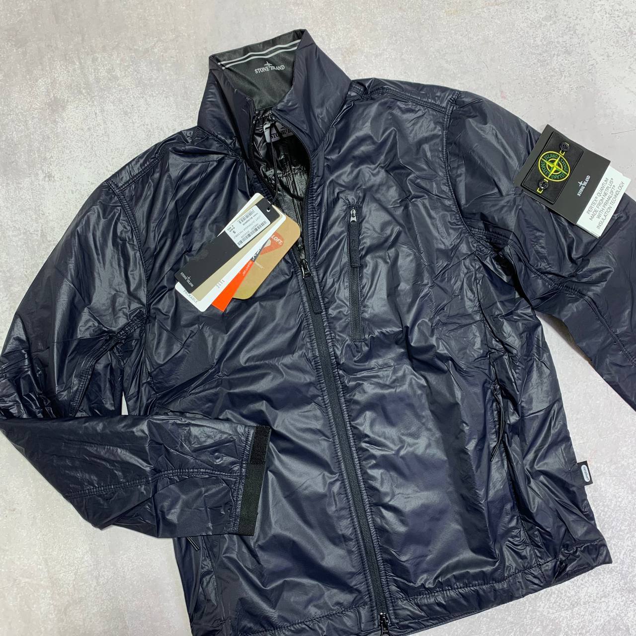 Stone Island Packable Pertex Quantum Flock Jacket Mens in Navy Colors Best Sale UK Reps AAA Quality