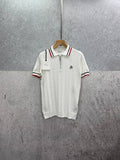 Moncler Cotton Waffle Rib Cuff Patch Half Zip Knitted Polo Shirts Mens in 2 Colors UK Reps AAA Quality