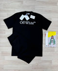 Off-White Big Bookish Logo T-Shirt & Shorts Black UK Reps AAA Quality