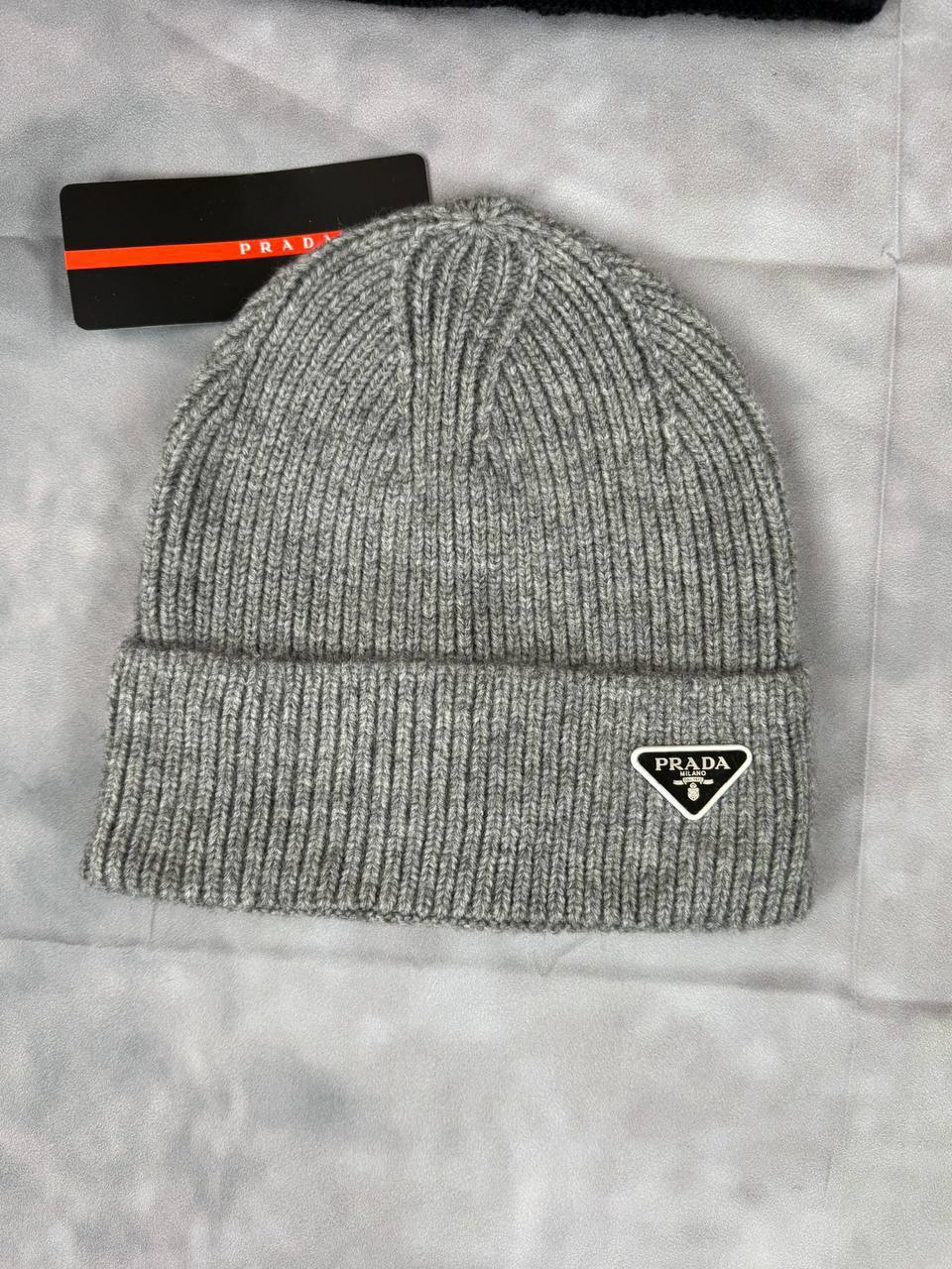 Prada Triangle Logo Ribbed-Knit Beanie in Multiple Colors UK Reps AAA Quality