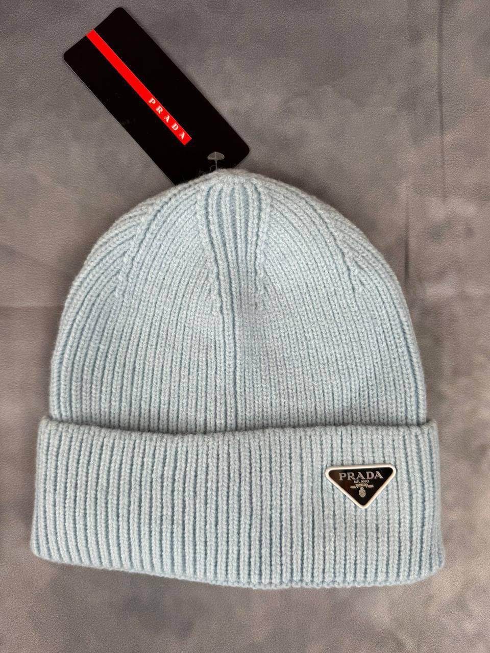 Prada Triangle Logo Ribbed-Knit Beanie in Multiple Colors UK Reps AAA Quality
