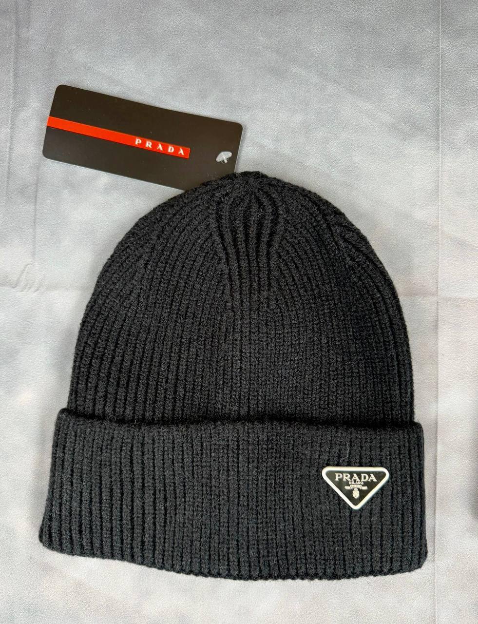 Prada Triangle Logo Ribbed-Knit Beanie in Multiple Colors UK Reps AAA Quality