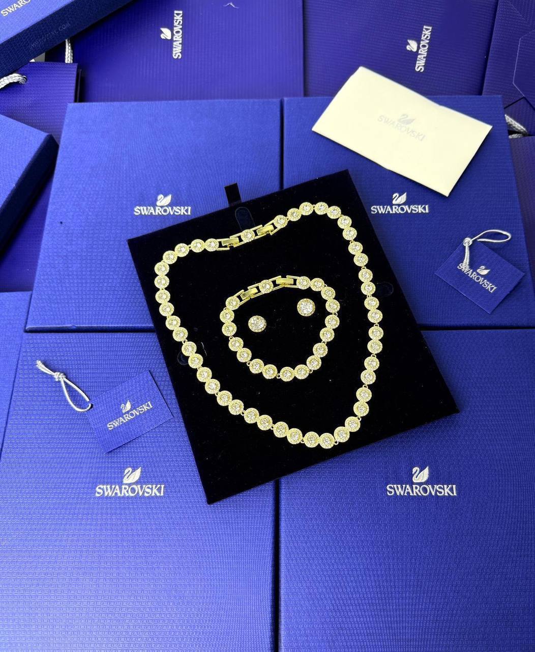 Swarovski Una Angelic Gold-Tone Necklace & Earrings & Bracelet Set Womens UK Reps AAA Quality