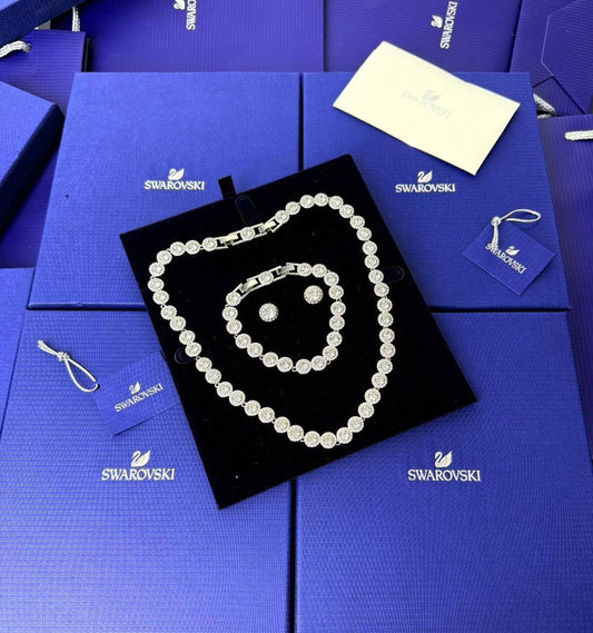 Swarovski Una Angelic Silver Necklace & Earrings & Bracelet Set Womens UK Reps AAA Quality