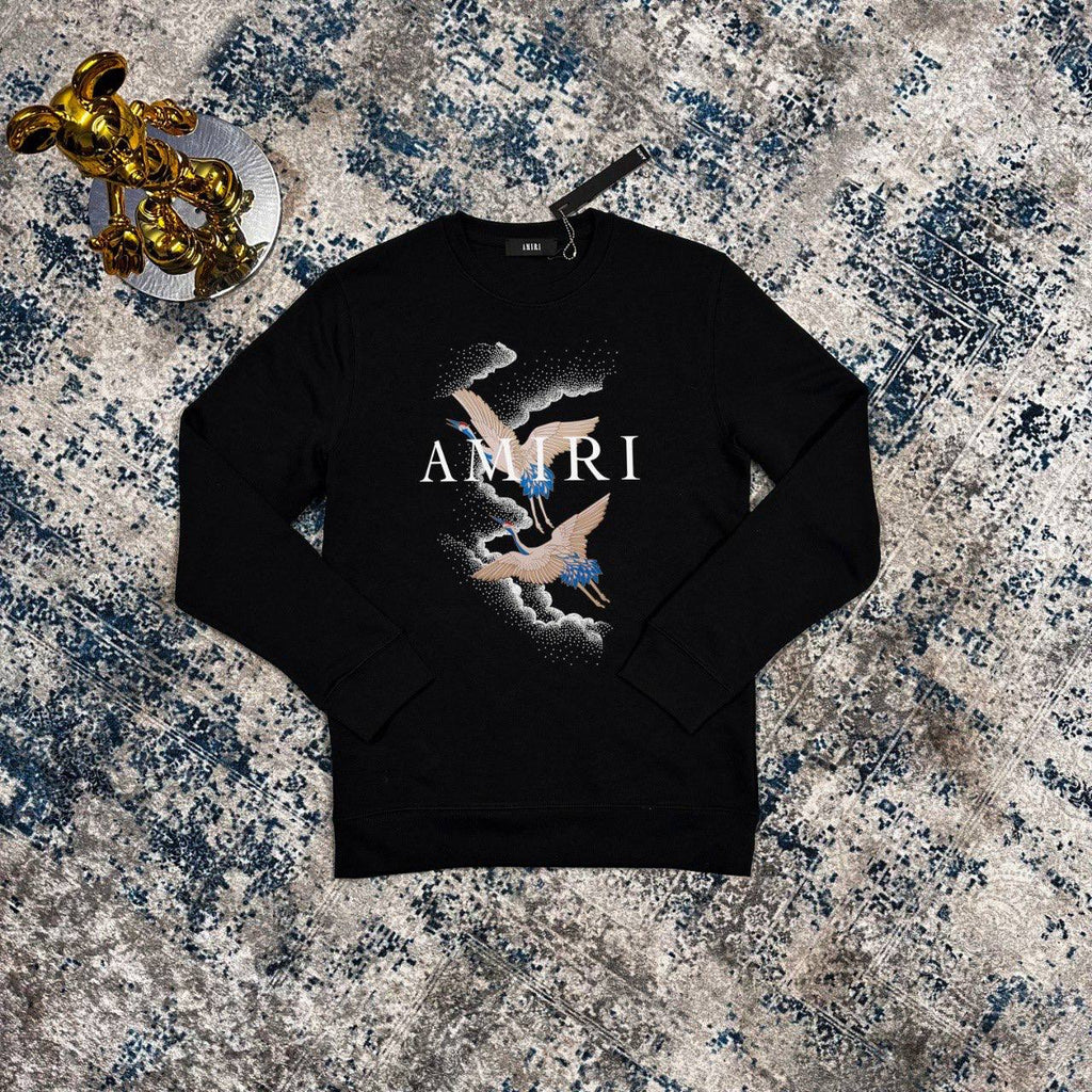 Amiri Crane Crew Neck Jumpers Mens Black UK Reps AAA Quality