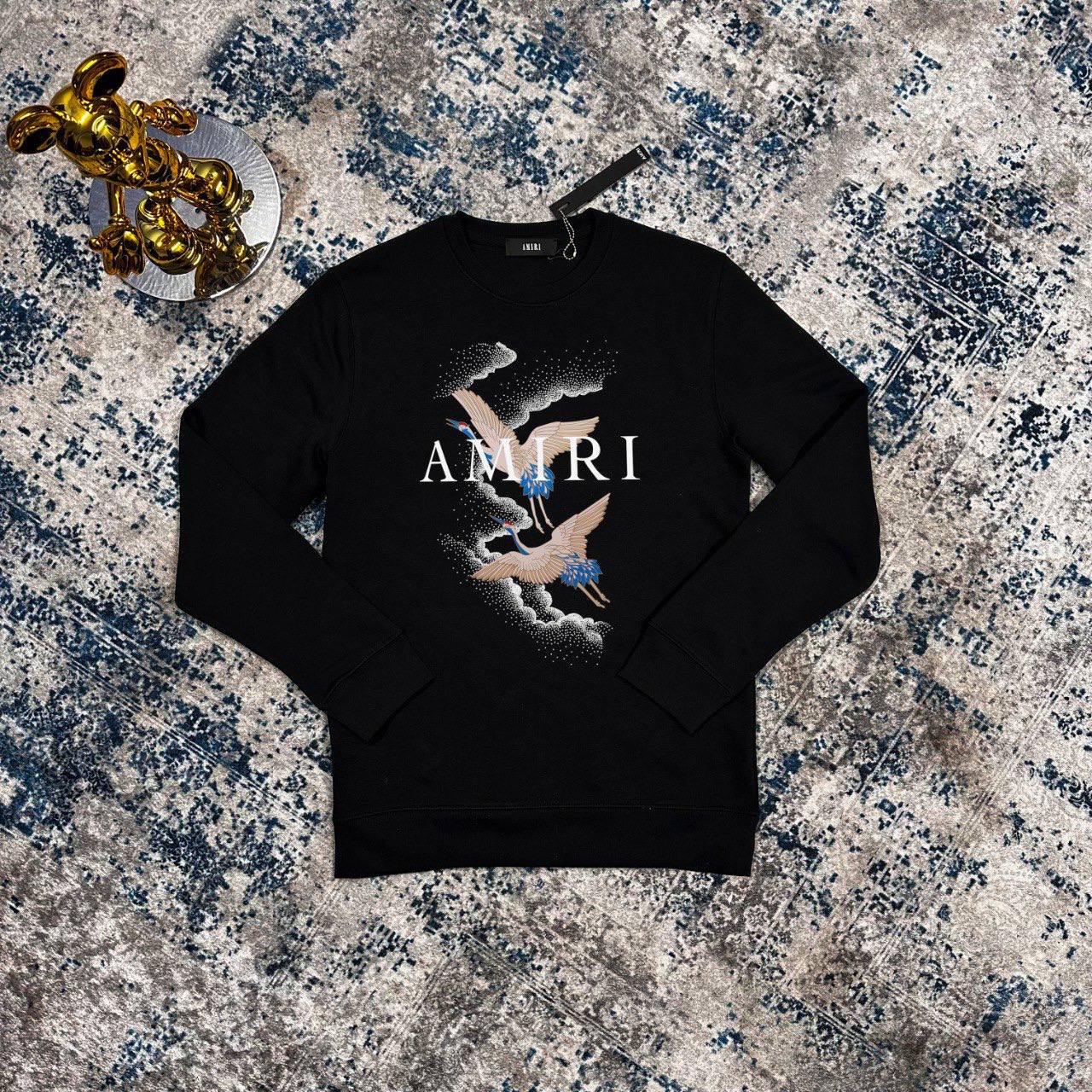 Amiri Crane Crew Neck Jumpers Mens Black UK Reps AAA Quality