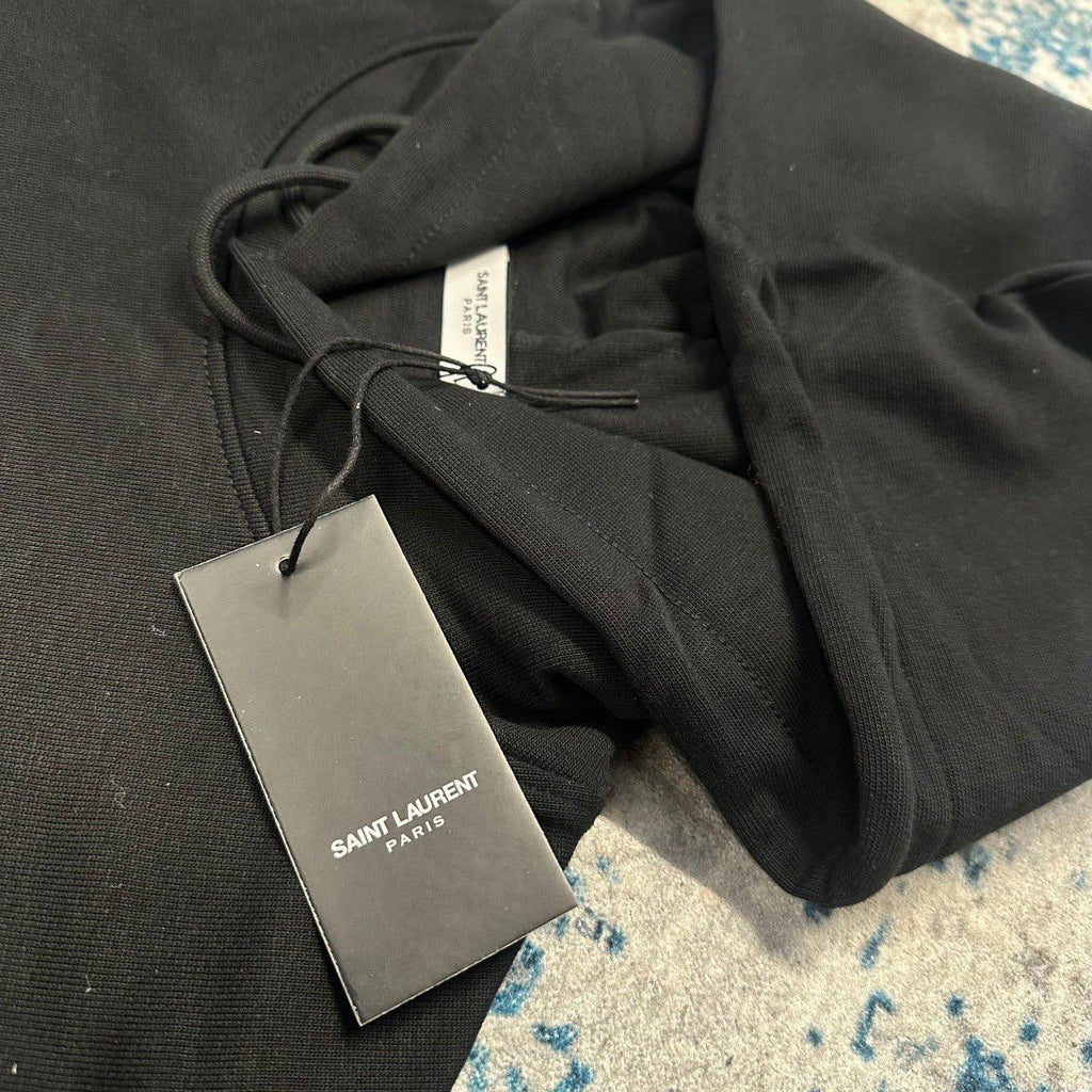 Saint Laurent Signature Hoodie Mens in Black UK Reps AAA Quality