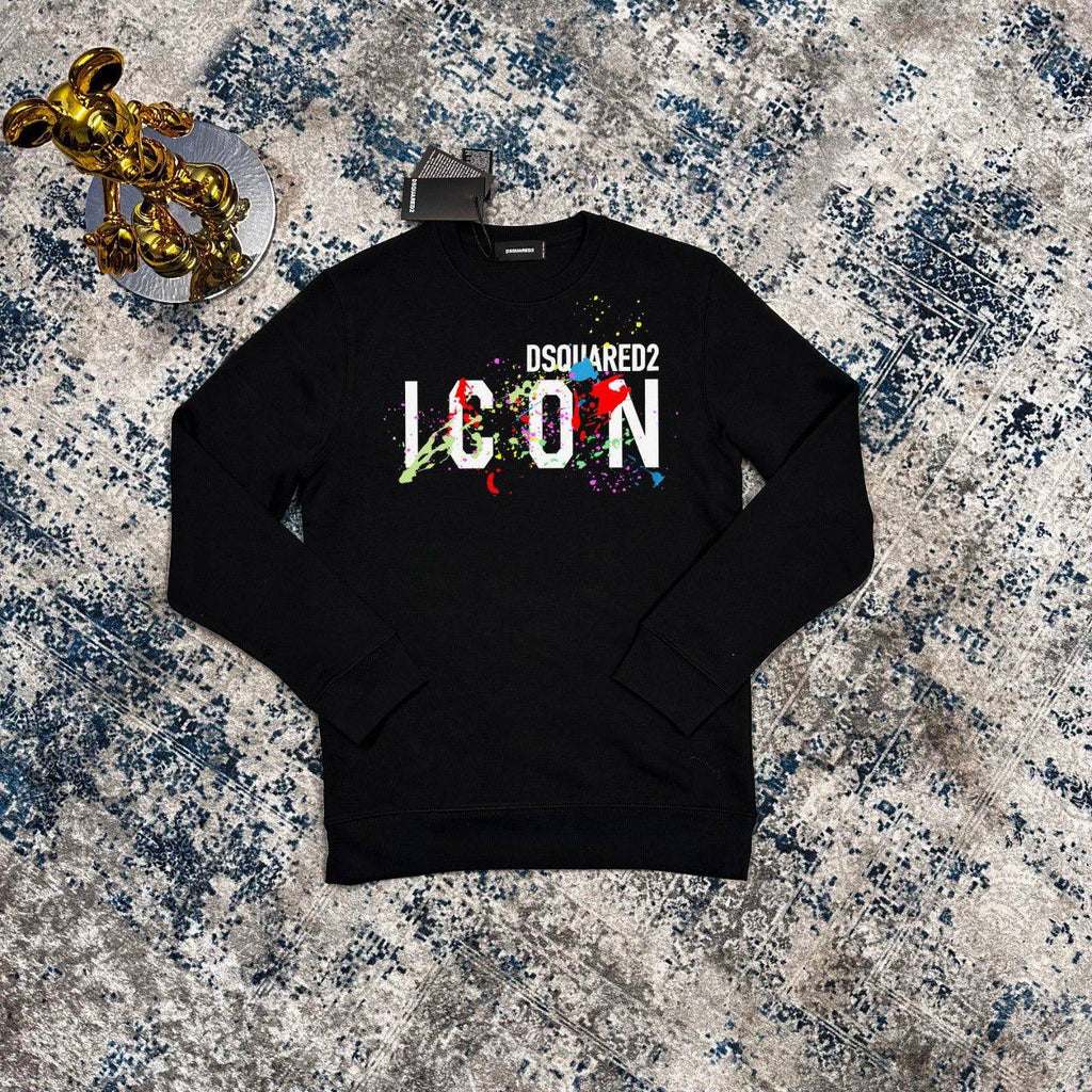 Dsquared2 Splatter Logo Crew Jumpers Mens UK Reps AAA Quality