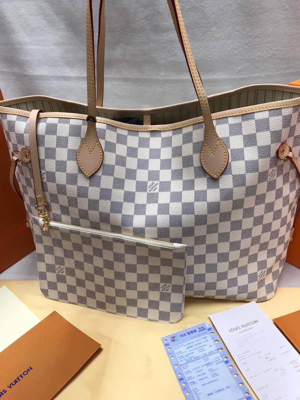 Louis Vuitton MM in Monogram Damier Azur Womens Bag UK Reps AAA Quality