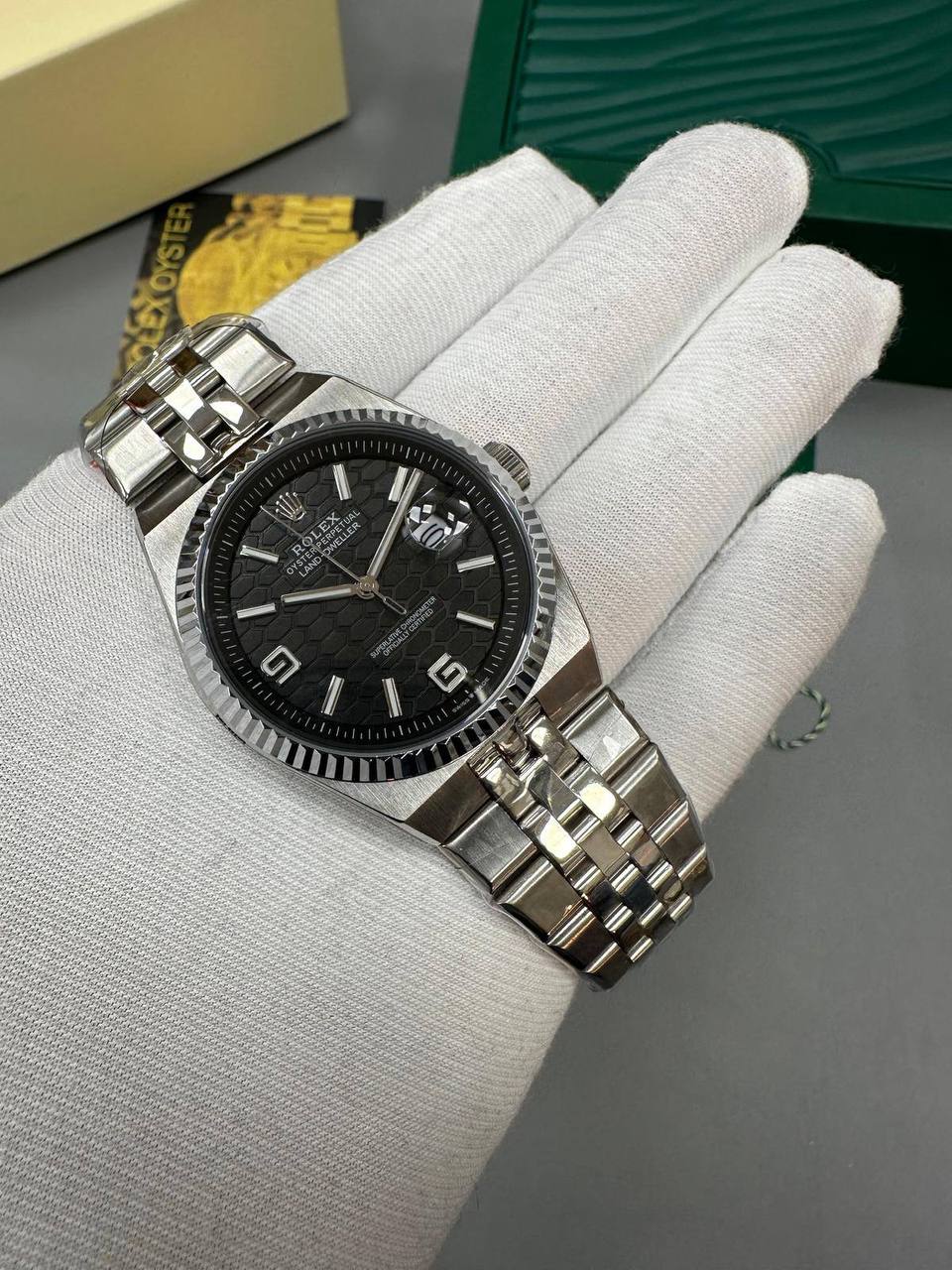 Rolex Oyster Perpetual Land-Dweller White Gold Black Dial Mens Watch UK Reps AAA Quality