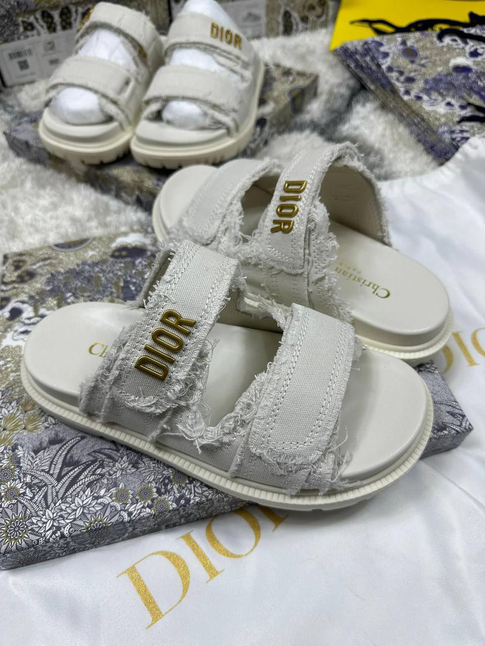 Christian Dior Frayed Edition Womens Sliders UK Reps AAA Quality