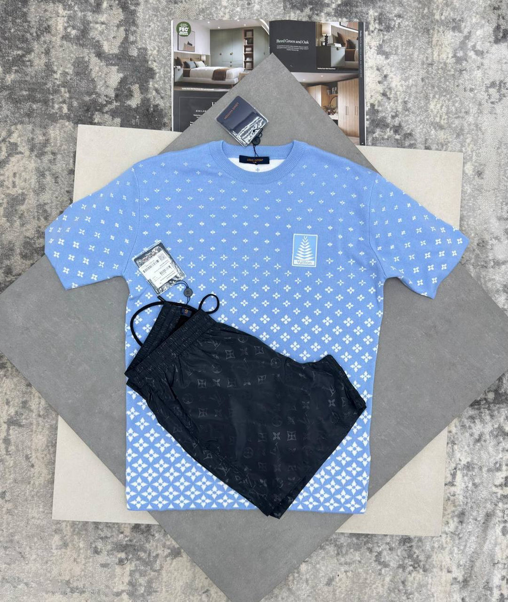 Louis Vuitton Knitted Cotton T-Shirts & Shorts Set in Multiple Colors UK Reps AAA Quality
