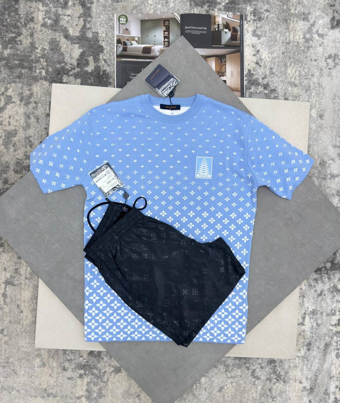 Louis Vuitton Knitted Cotton T-Shirts & Shorts Set in Multiple Colors UK Reps AAA Quality