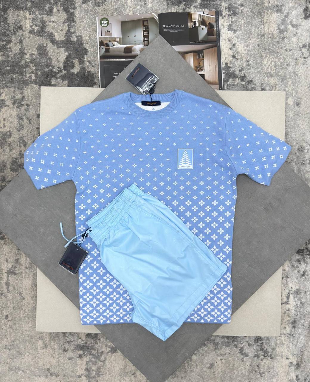 Louis Vuitton Knitted Cotton T-Shirts & Shorts Set in Multiple Colors UK Reps AAA Quality