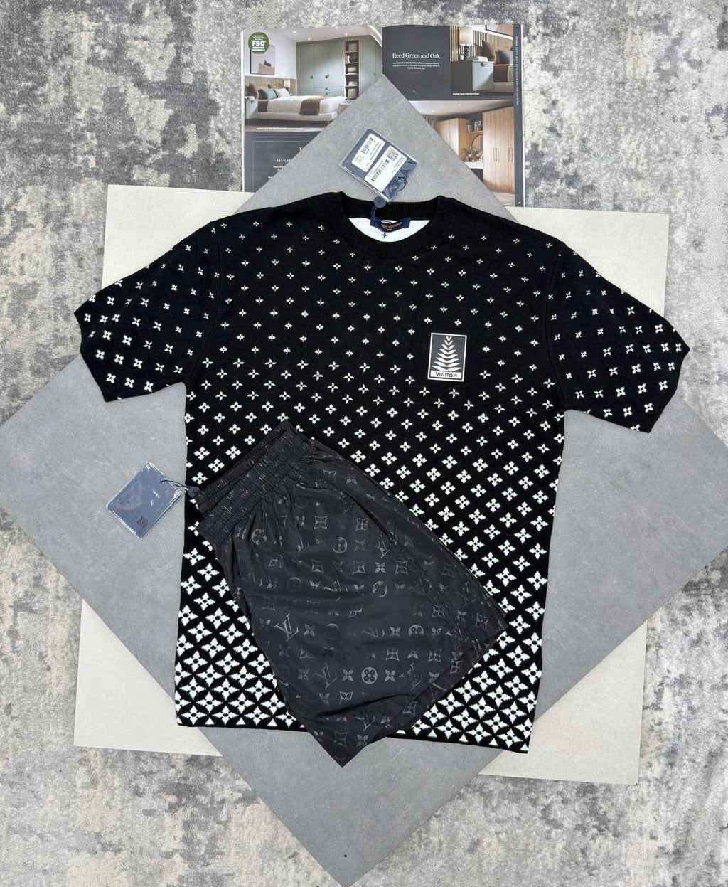 Louis Vuitton Knitted Cotton T-Shirts & Shorts Set in Multiple Colors UK Reps AAA Quality