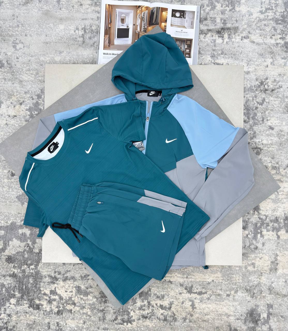 Nike 3 Piece UV Windrunner Gym Set Mens in Green Color UK Reps AAA Quality