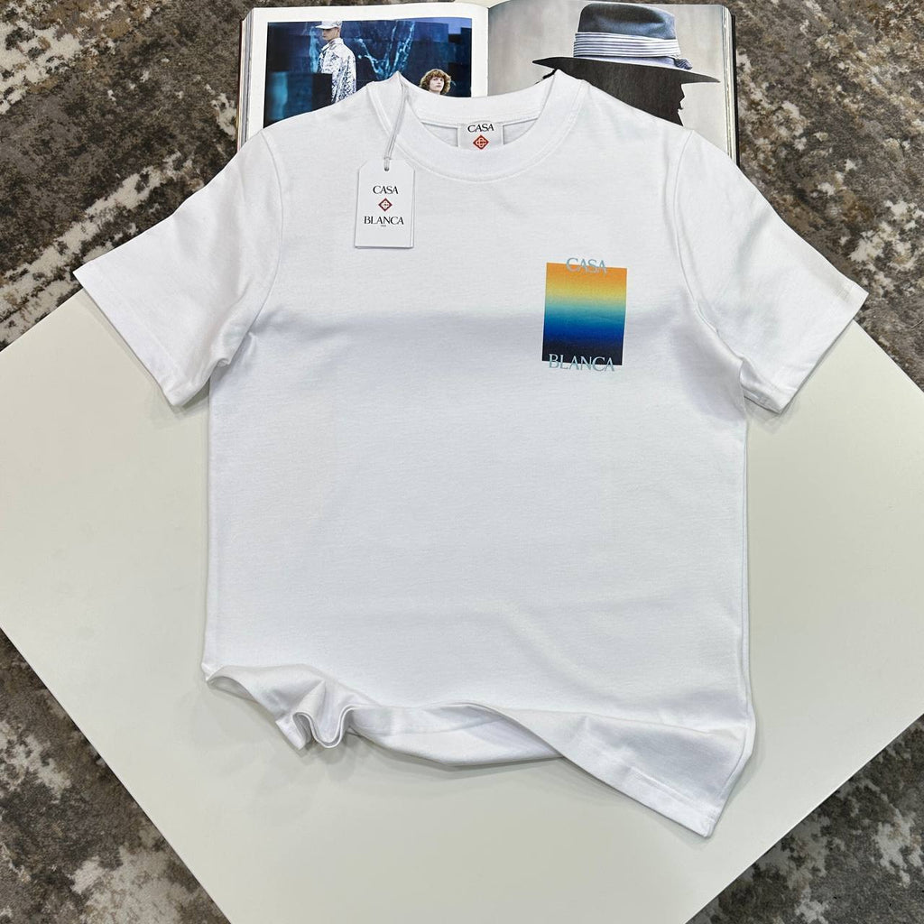 Casablanca Rainbow Gradient Square T-Shirt in White Color UK Reps AAA Quality