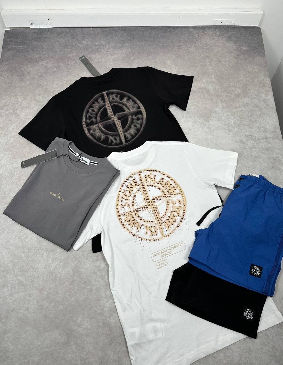 Stone Island Compass-Print Cotton T-Shirts & Shorts Set Men's in Multiple Colors UK Reps AAA Quality