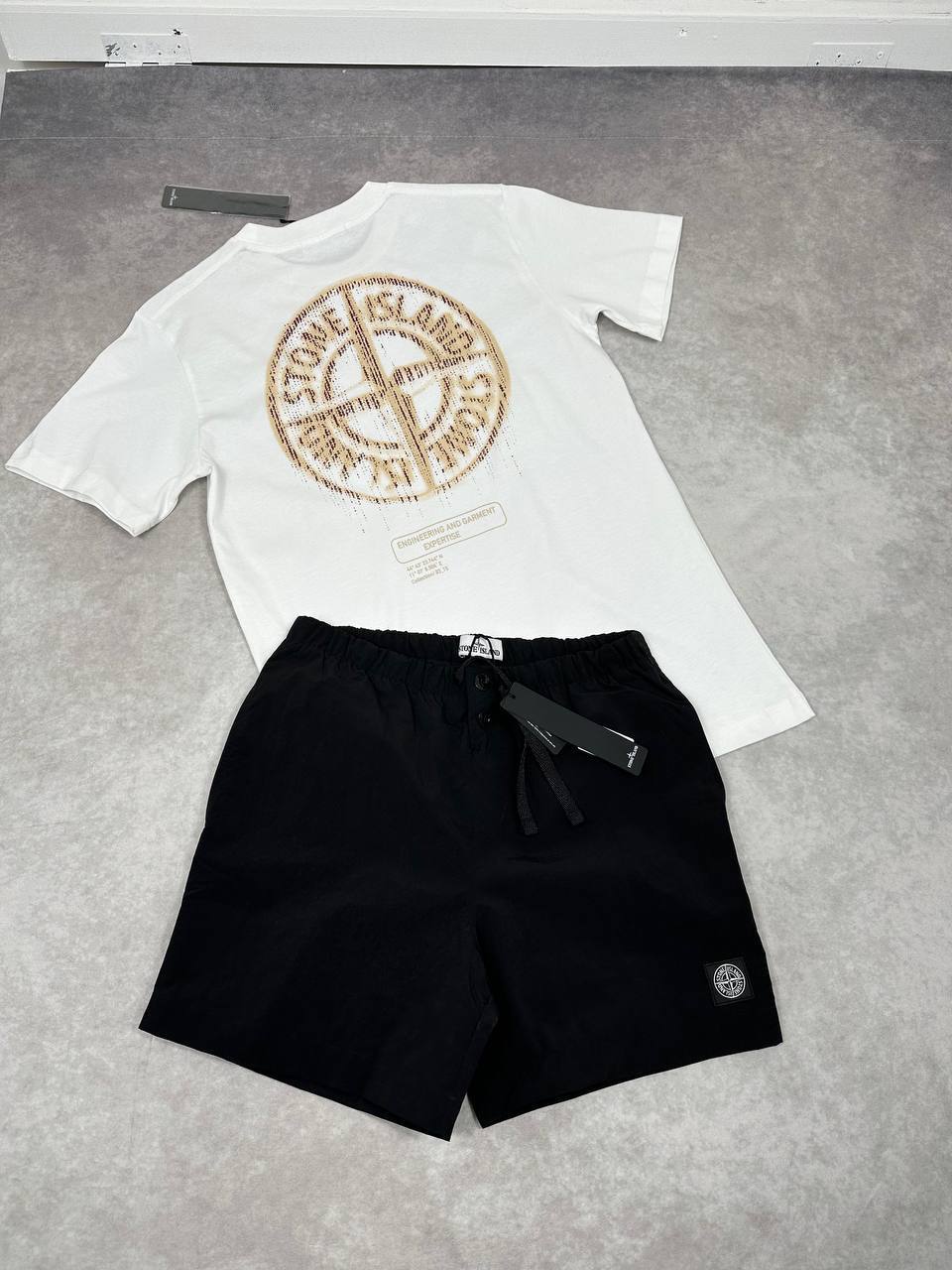 Stone Island Compass-Print Cotton T-Shirts & Shorts Set Men's in Multiple Colors UK Reps AAA Quality