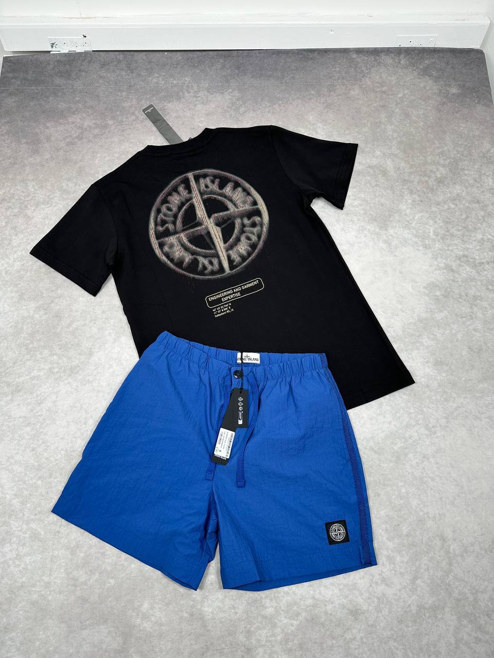Stone Island Compass-Print Cotton T-Shirts & Shorts Set Men's in Multiple Colors UK Reps AAA Quality