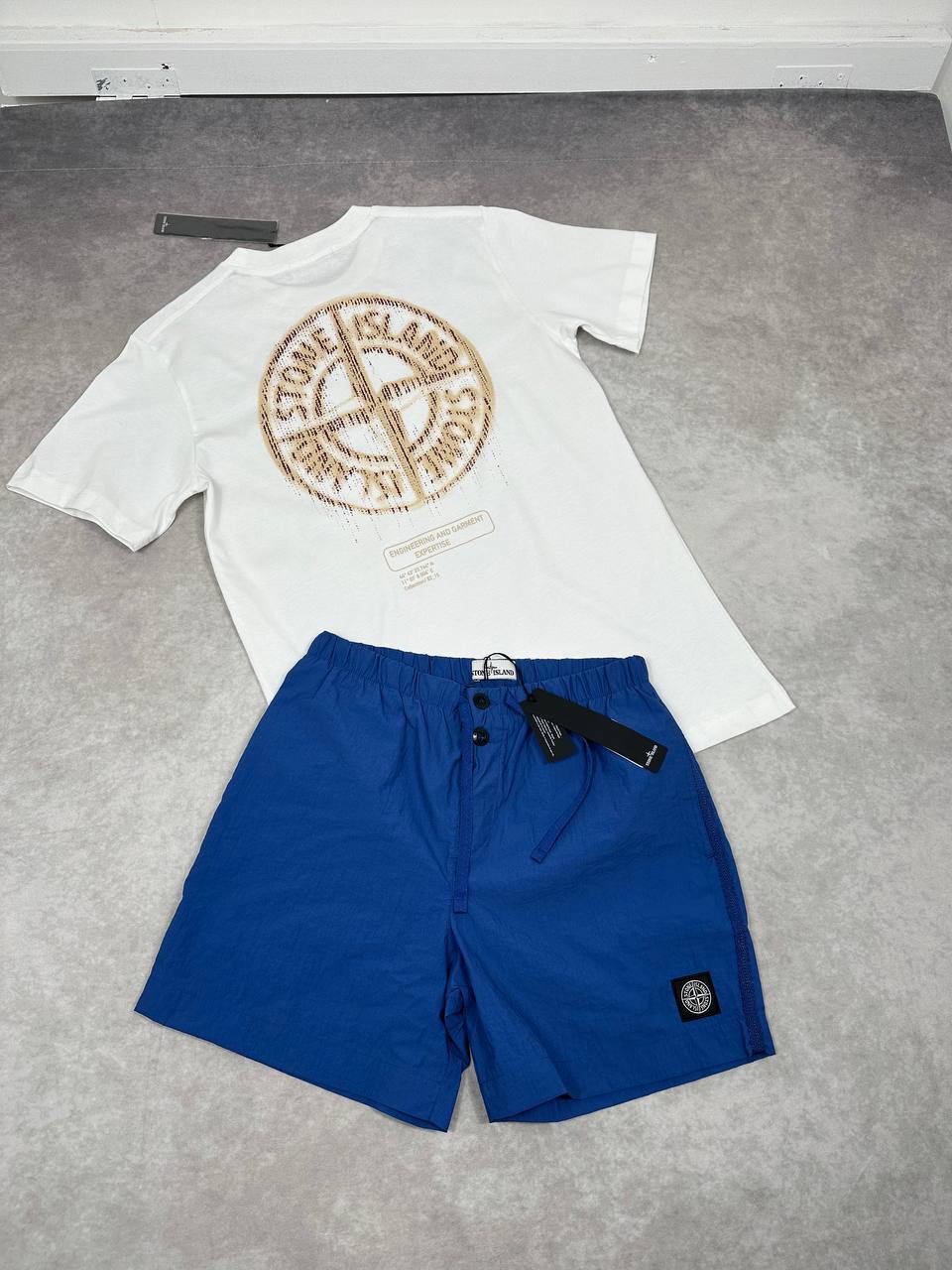 Stone Island Compass-Print Cotton T-Shirts & Shorts Set Men's in Multiple Colors UK Reps AAA Quality