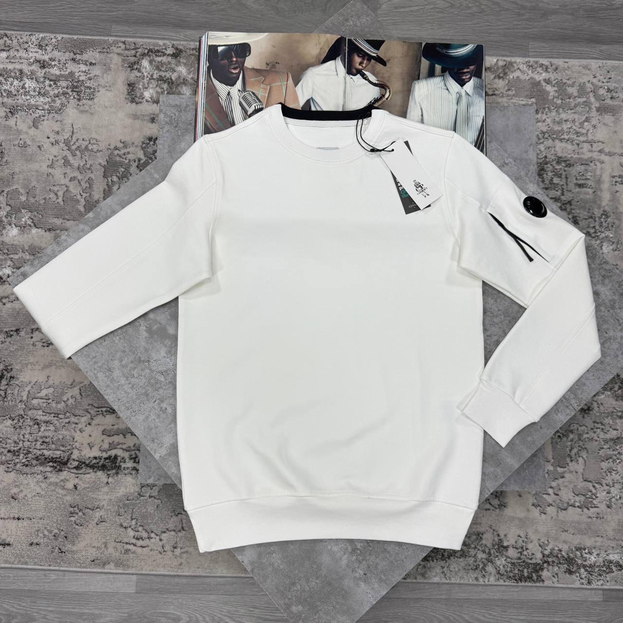 C.P. Company Diagonal Fleece Lens Crew Jumpers Mens in Multiple Colors Best Sale UK Reps AAA Quality