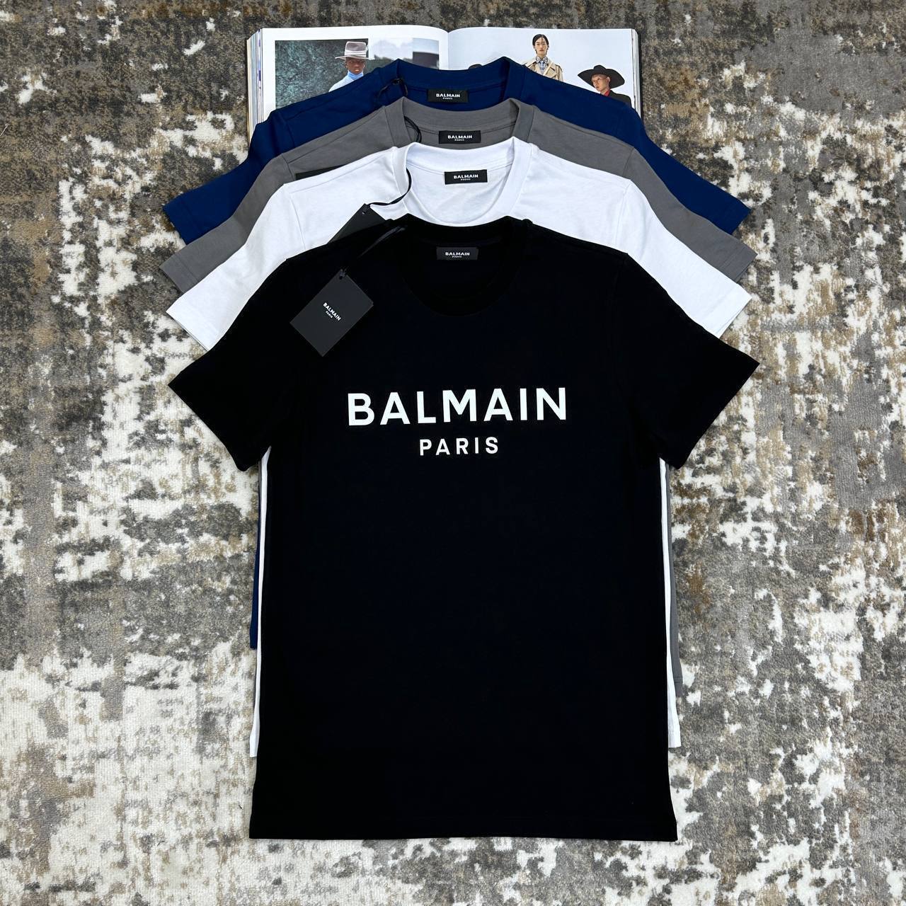 Balmain Logo Print Crewneck T-shirt in Multiple Colors Mens Best Sale UK Reps AAA Quality