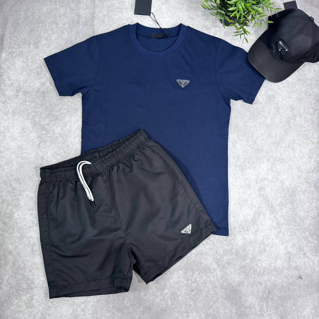 Prada Triangle Logo Short Sleeve T-Shirts & Shorts Set in Multiple Colors Mens UK Reps AAA Quality