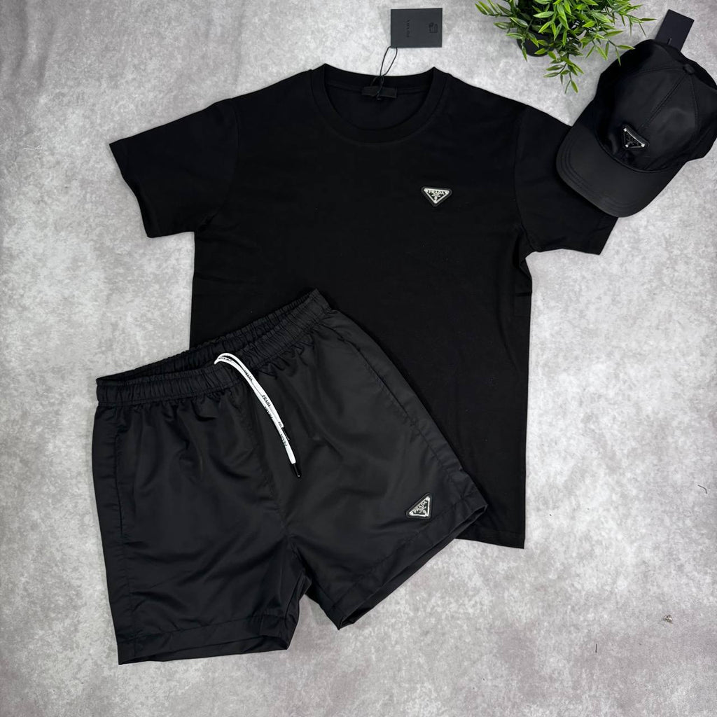 Prada Triangle Logo Short Sleeve T-Shirts & Shorts Set in Multiple Colors Mens UK Reps AAA Quality