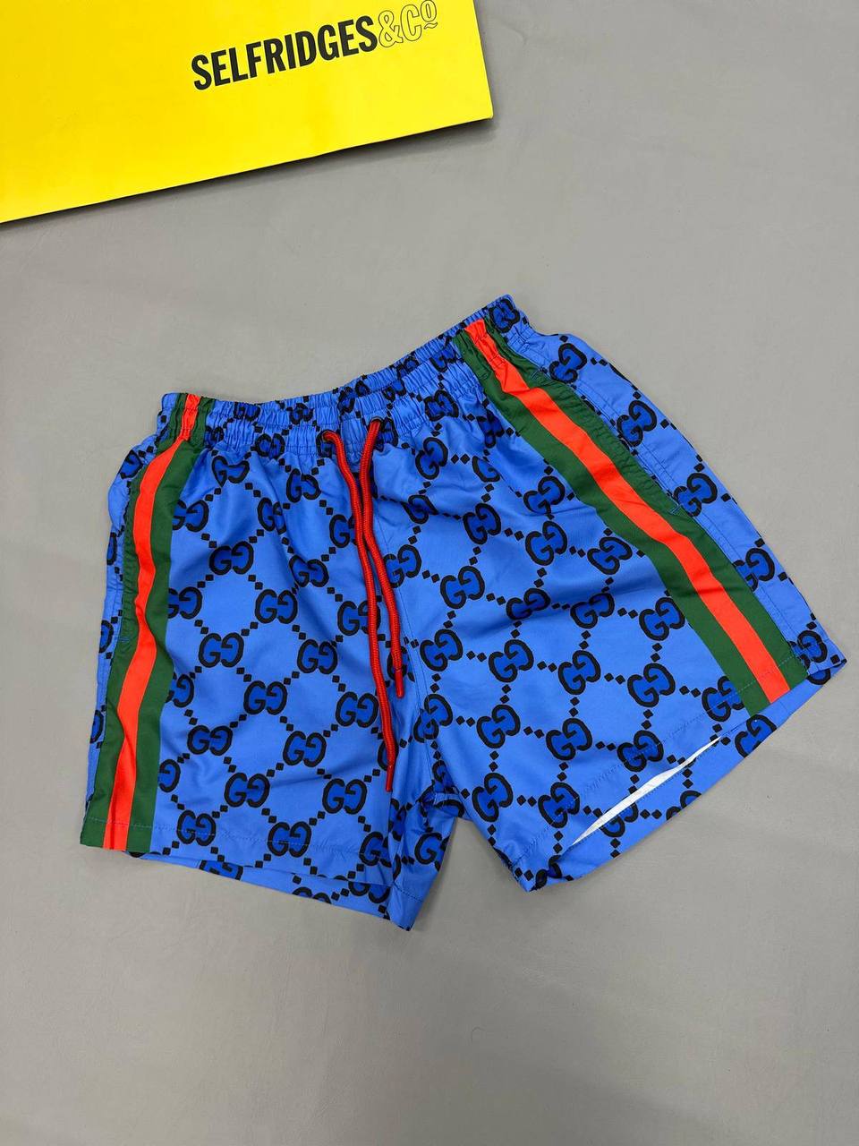 Gucci Monogram Web Shorts in Blue Mens UK Reps AAA Quality