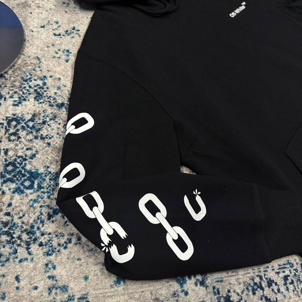 Off-White Link Arrows Slim Fit Hoodie Mens in Black Color UK Reps AAA Quality
