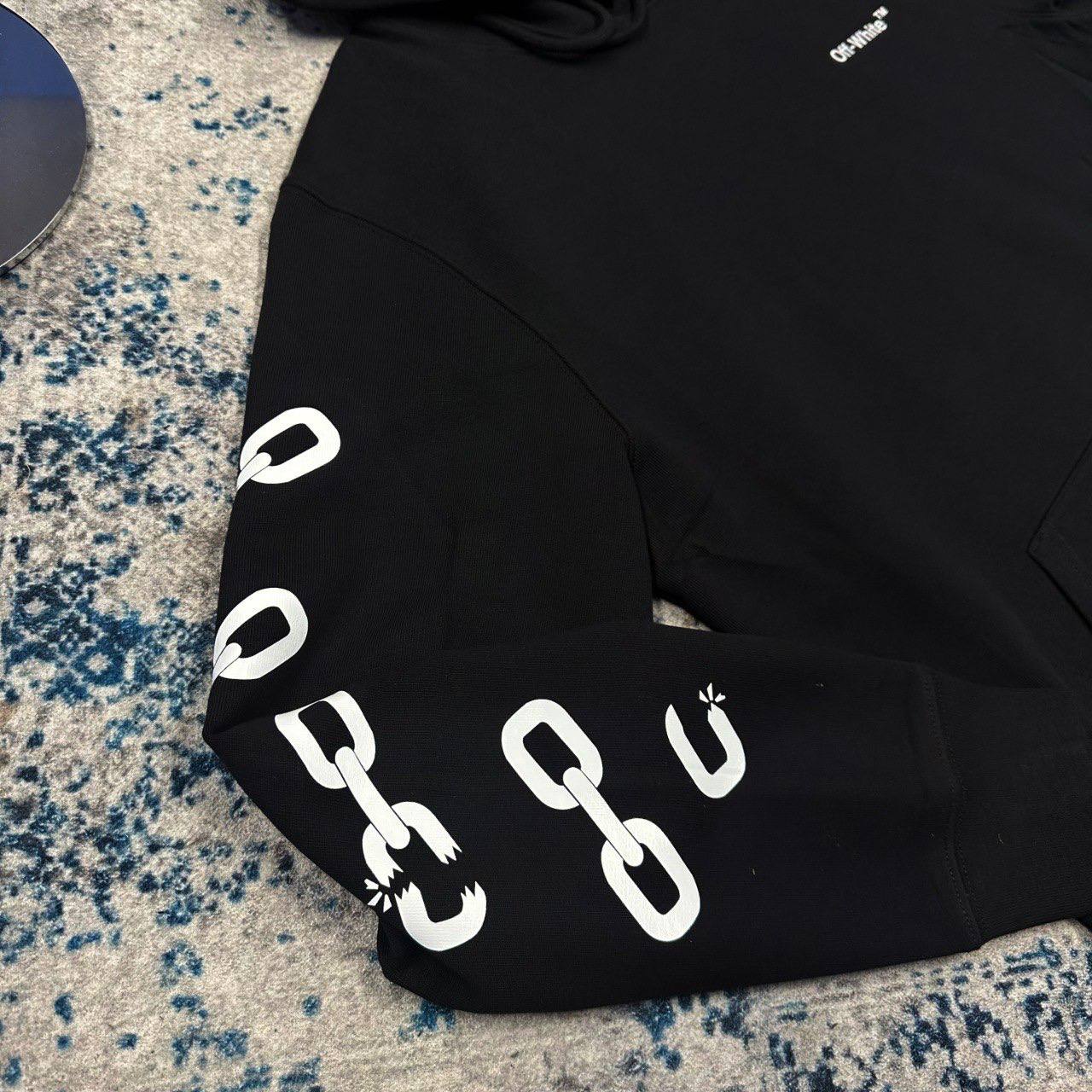 Off-White Link Arrows Slim Fit Hoodie Mens in Black Color UK Reps AAA Quality