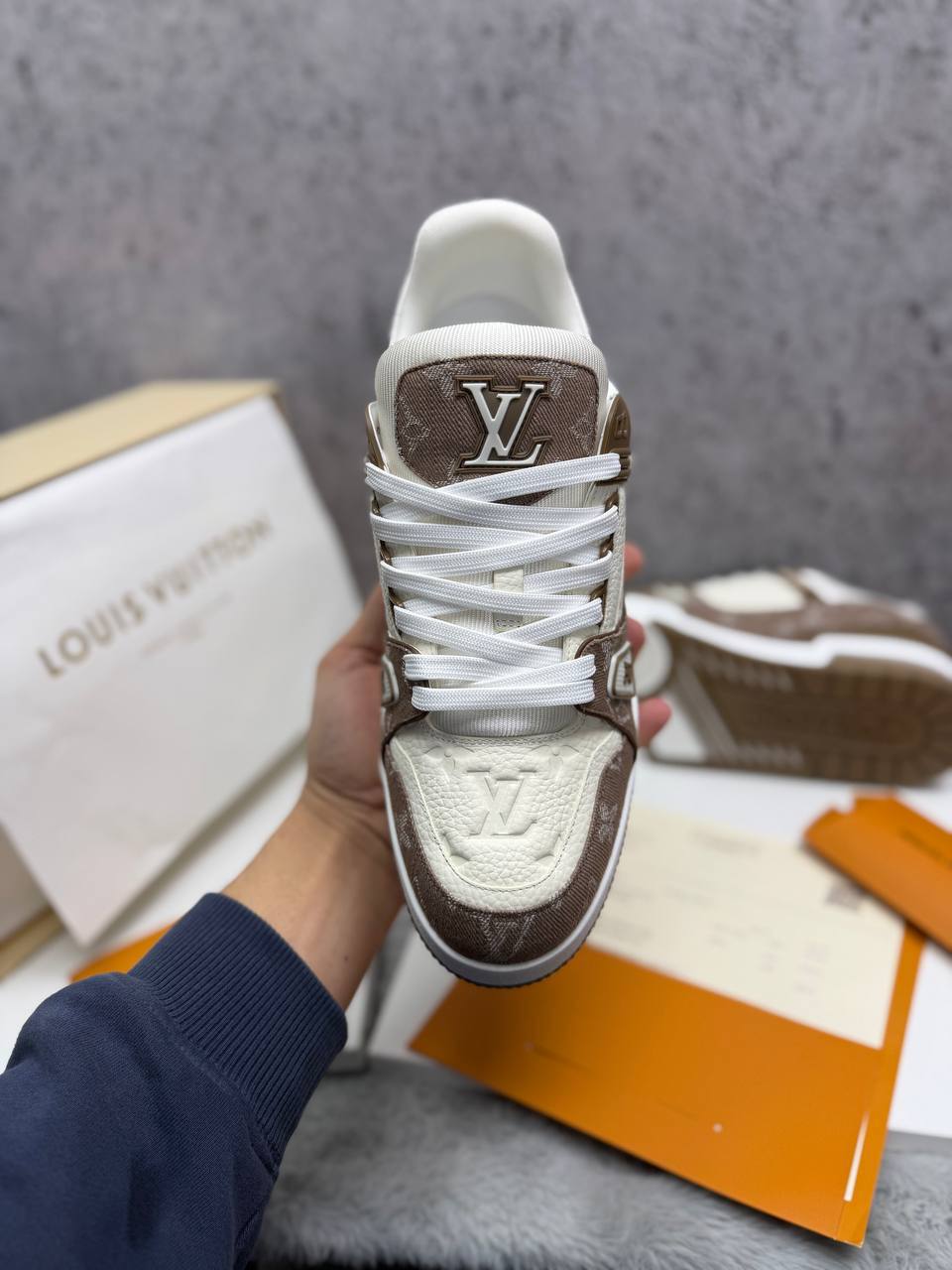 Louis Vuitton LV Monogram Moka Mens Trainers UK Reps AAA Quality