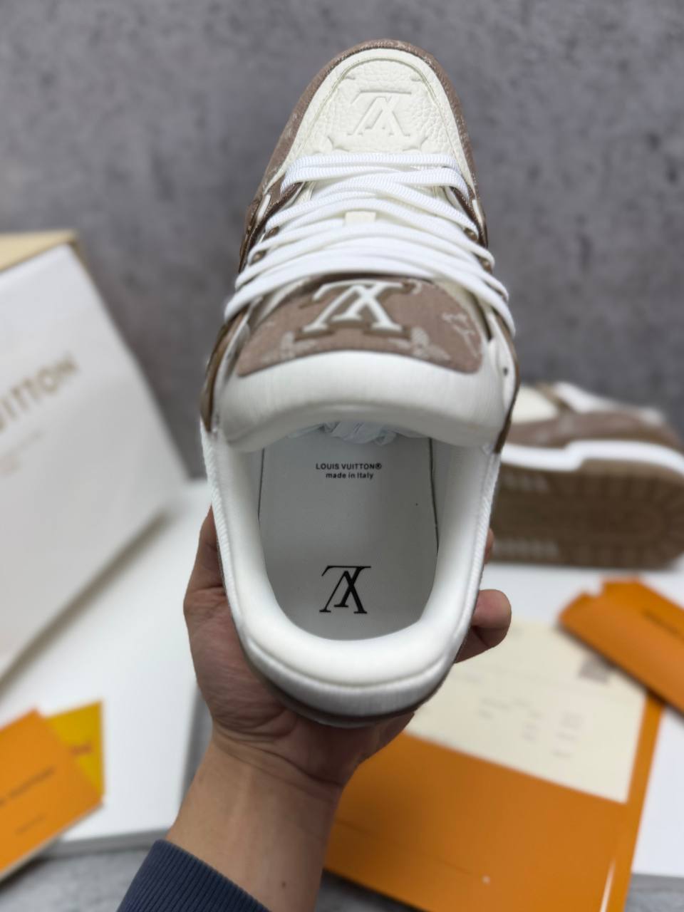 Louis Vuitton LV Monogram Moka Mens Trainers UK Reps AAA Quality